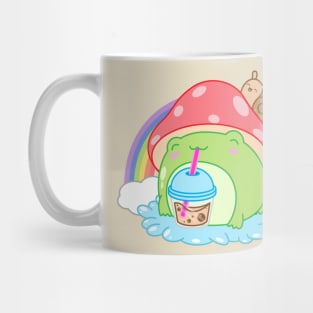 Cottagecore Mushroom Boba Tea Drinking Frog Rainbow Snail Mug